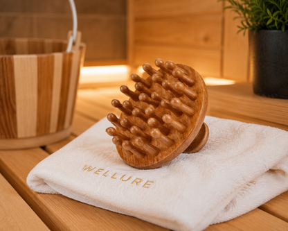 Massagekamm aus Holz – Kopfhaut- & Körpermassage für Entspannung und Durchblutung | WELLURE