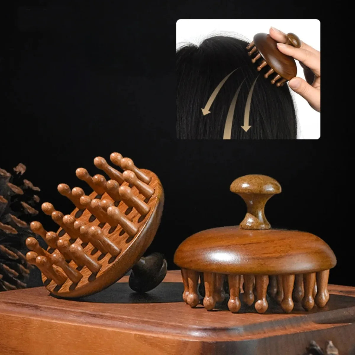 Massagekamm aus Holz – Kopfhaut- & Körpermassage für Entspannung und Durchblutung | WELLURE