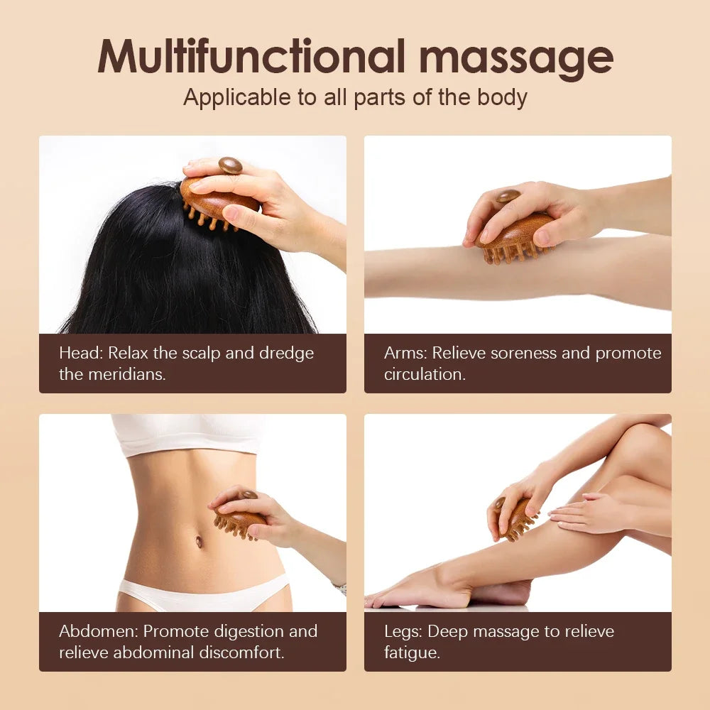 Massagekamm aus Holz – Kopfhaut- & Körpermassage für Entspannung und Durchblutung | WELLURE